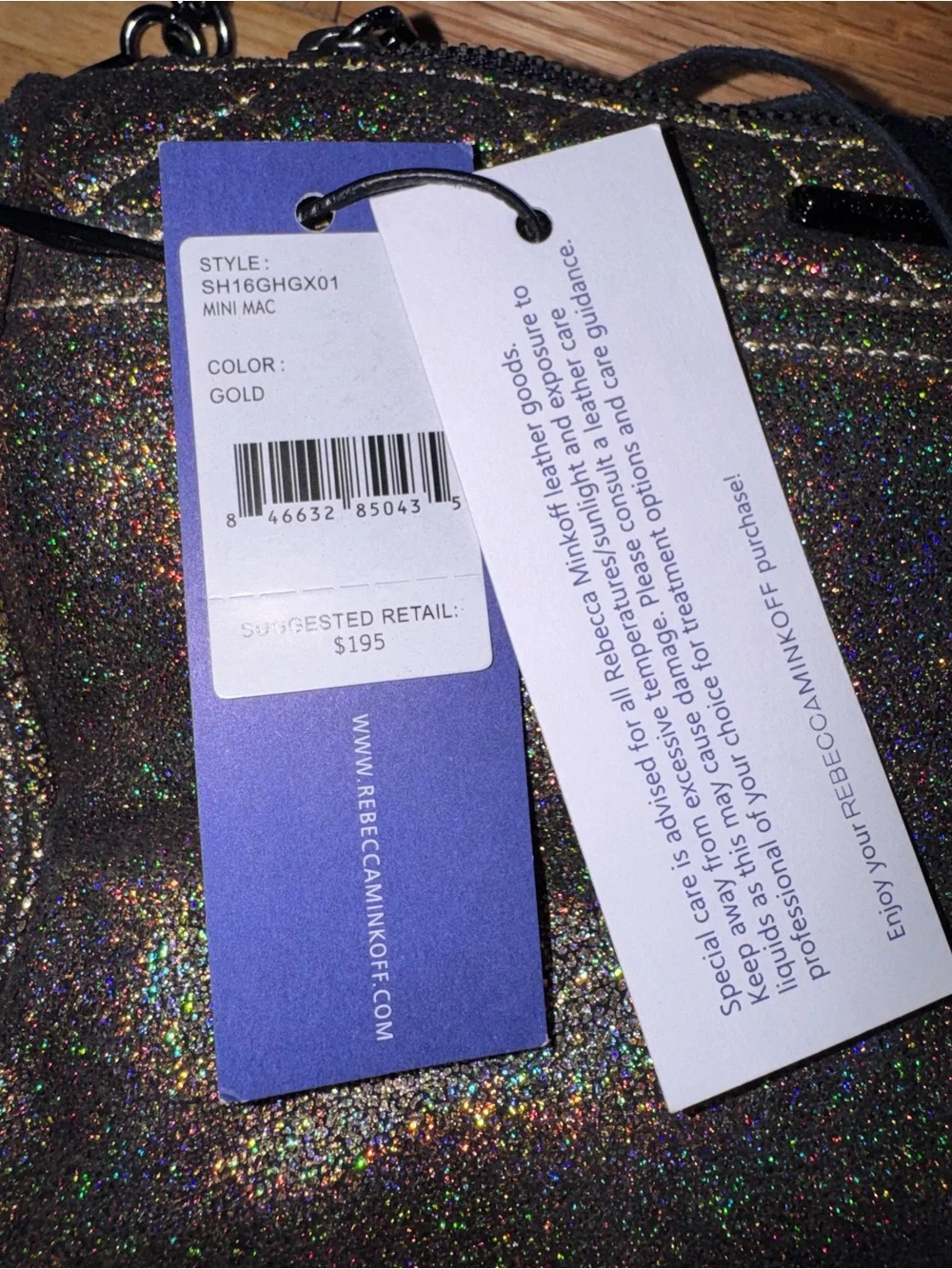 Rebecca Minkoff Quilted Iridescent Glitter Mini MAC